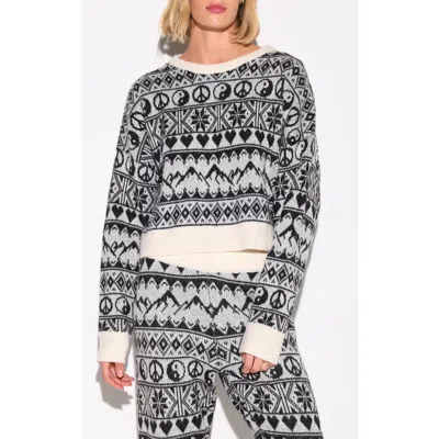 Spiritual Gangster Fair Isle Diamond Crewneck Sweater In Gray
