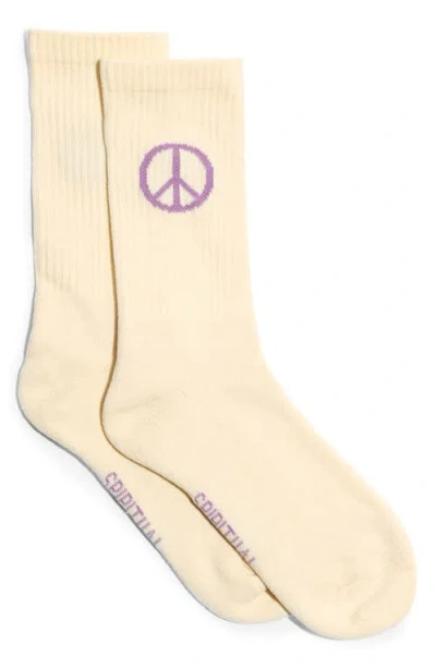 Spiritual Gangster Find Peace Crew Socks In Neutral