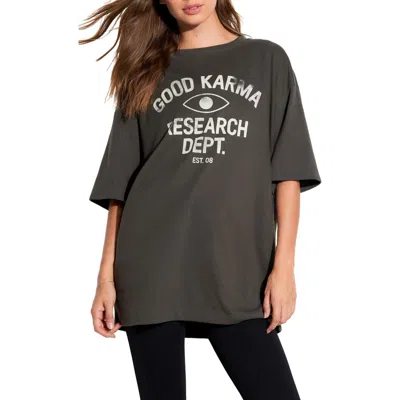 Spiritual Gangster Good Karma Cotton Graphic Boyfriend T-shirt In Gray