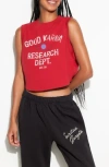 Spiritual Gangster Good Karma Crawford Cotton Crop Graphic Tank In Red