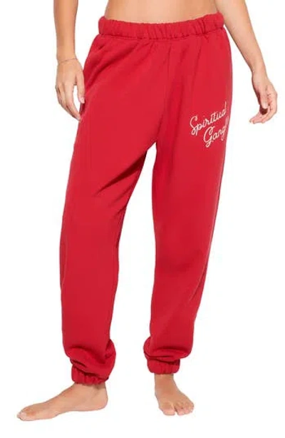 Spiritual Gangster Insignia Portia Cotton Sweatpants In Red