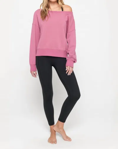 Spiritual Gangster La Vida Off Shoulder Sweatshirt In Pink Haze