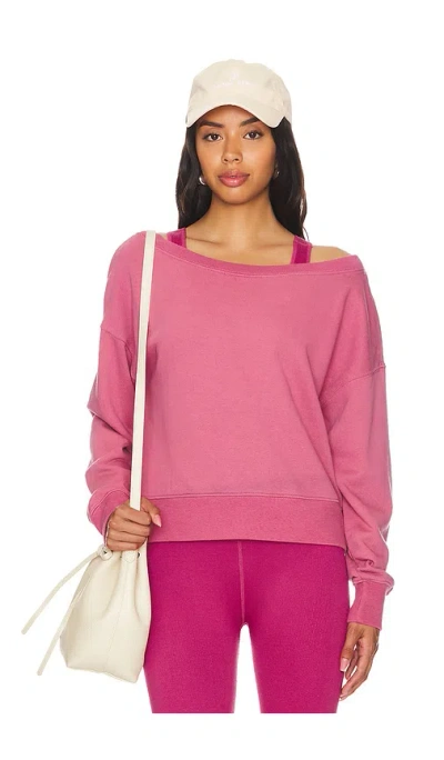 Spiritual Gangster La Vida Off Shoulder Sweatshirt In Electric Amethyst