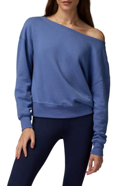 Spiritual Gangster La Vida Off-shoulder Sweatshirt In Pacific Blue