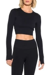 Spiritual Gangster Serene Twist Back Long Sleeve Top In Black In Black