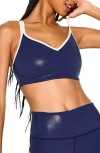 Spiritual Gangster Libra High Gloss Longline Sports Bra In Blue