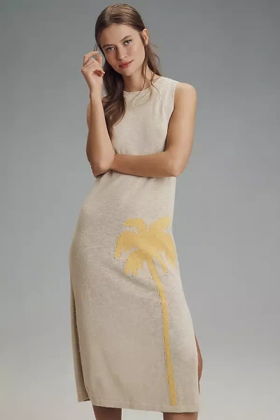 Spiritual Gangster Linen Blend Palm Lucy Tank Midi Dress In White