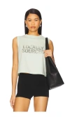 Spiritual Gangster Local Graphic Crawford Crop Tank Top In Green