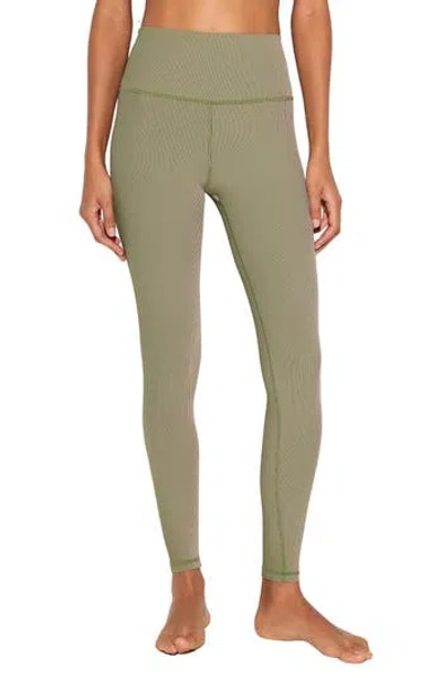 Spiritual Gangster Lotus Two-tone High Waist 7/8 Leggings In Green
