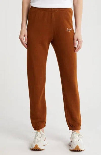 Spiritual Gangster Love Script Luna Sweatpants In Brown