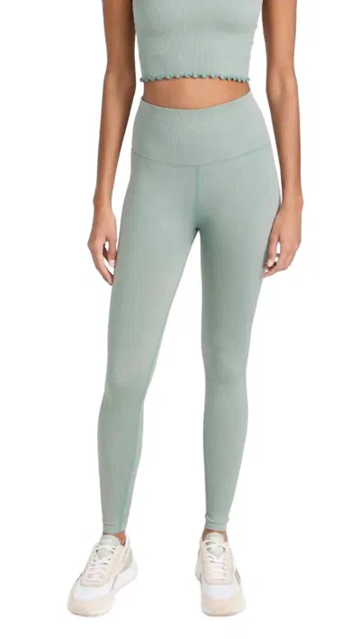 Spiritual Gangster Love Sculpt 7/8 Ruffle Legging In Sage In Green