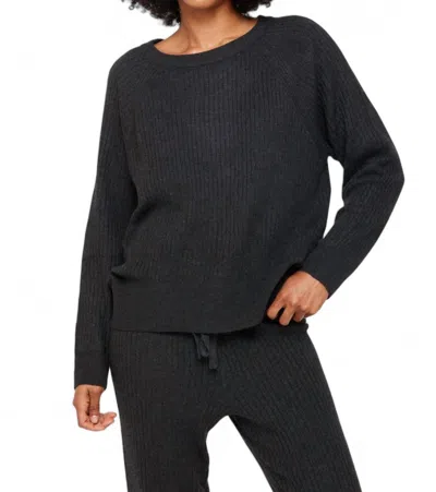Spiritual Gangster Luxe Essential Doutzen Ballet Sweater In Charcoal In Grey