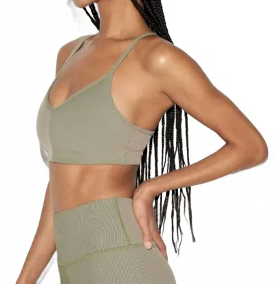 SPIRITUAL GANGSTER MERCURY 2-TONE LONGLINE BRA IN DARK PALM