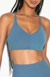 Spiritual Gangster Mercury Two-tone Longline Sports Bra In Blue