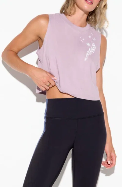 Spiritual Gangster Namaste Bolt Crop Cotton Graphic Tank In Pink
