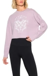 Spiritual Gangster Optimist Drew Long Sleeve Crop Cotton Graphic T-shirt In Pink