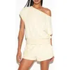 Spiritual Gangster Palmer One-shoulder Terry Top In Neutral