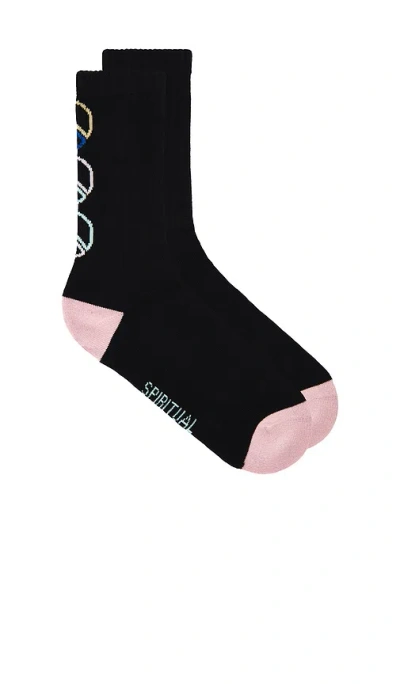 Spiritual Gangster Peace Emblem Crew Sock In Black