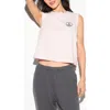 Spiritual Gangster Peace Emblem Doheny Crop Cotton Tank Top In White