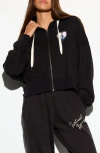 Spiritual Gangster Peace Love Jules Cotton Blend Graphic Zip-up Hoodie In Black