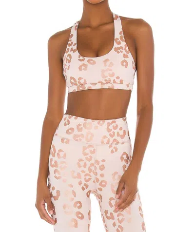 Spiritual Gangster Reana Sports Bra 2.0 In Rose Gold With Lux Cheetah Print In Pink