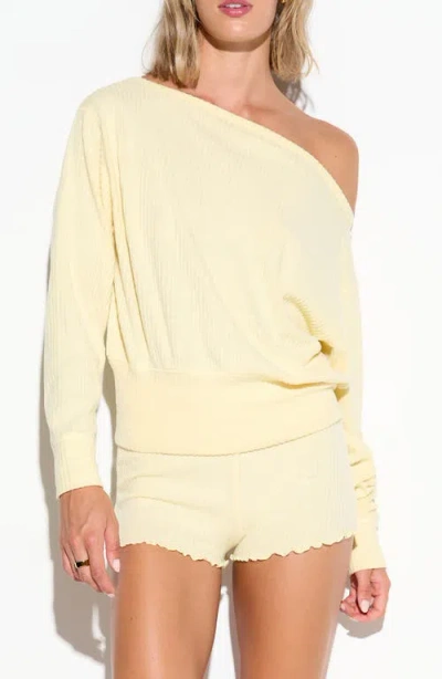 Spiritual Gangster Rhythm One-shoulder French Terry Top In Yellow