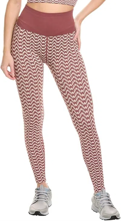 Spiritual Gangster Seamless Jacquard 7/8 Legging In Canyon Geo Burgundy