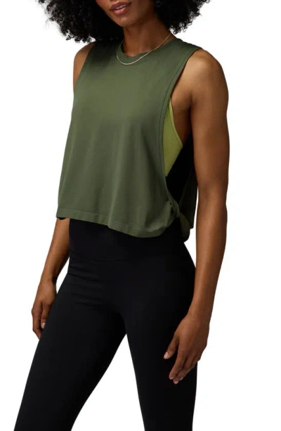 Spiritual Gangster Seamless Tank In Olive Green