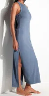 Spiritual Gangster Simone Rib Maxi Dress In Blue Jean
