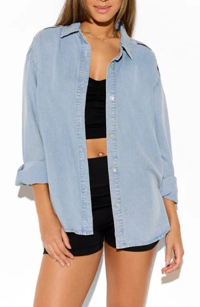 Spiritual Gangster Solstice Chambray Button-up Shirt In Blue