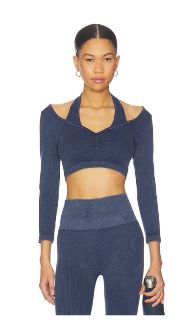 Spiritual Gangster Sun Bleached Grace Long Sleeve Top In Blue