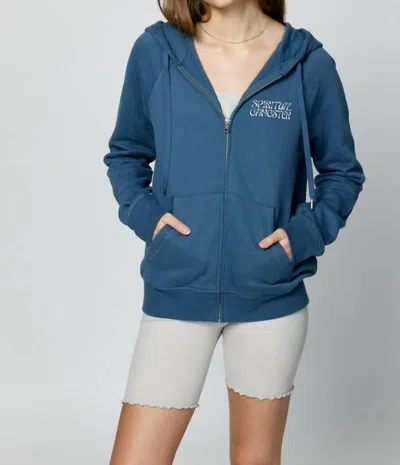 Spiritual Gangster Sun Shine Raglan Zip Hoodie In Deep Sea Blue