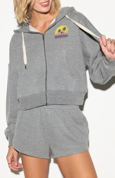 Spiritual Gangster Sunset Stripe Roxbury Full Zip Hoodie In Gray