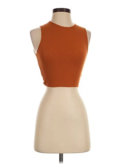 Pre-owned Spiritual Gangster Tank Top Orange Halter Neckline Tops