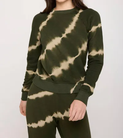 Spiritual Gangster Tie-dye Forever Crew Pullover Top In Green Motif