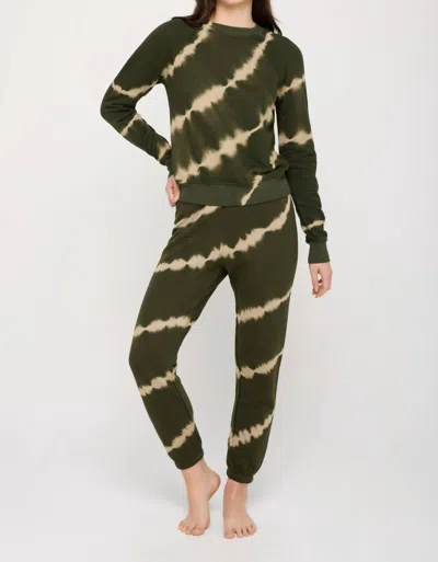 Spiritual Gangster Tie Dye Luna Sweatpant In Green Motif