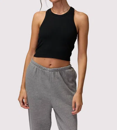 Spiritual Gangster Tori Crop Ribbed Tank Top In Black