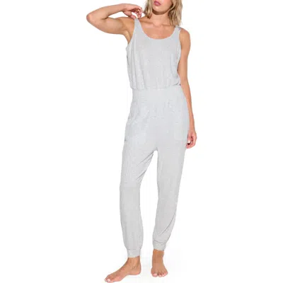 Spiritual Gangster Tranquility Ribbed Sleeveless Jogger Jumpsuit In Gray