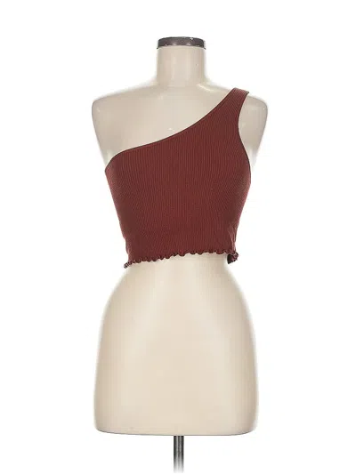 Pre-owned Spiritual Gangster Tube Top Brown One Shoulder Neckline Tops