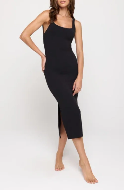 Spiritual Gangster Valerie Twist Back Stretch Modal Rib Dress In Black