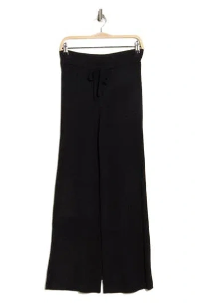 Spiritual Gangster Wide Leg Drawstring Chenille Pants In Black
