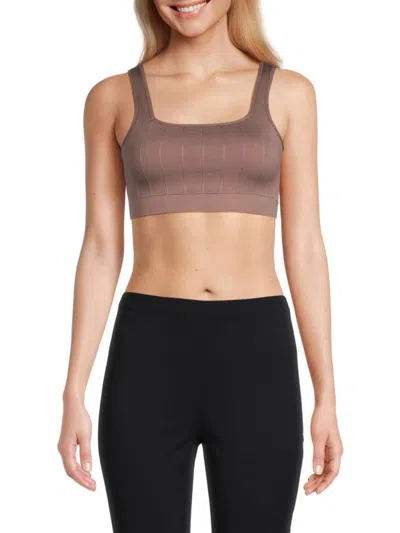 Spiritual Gangster Women's Amara Wide Ribbed Sports Bra In Rich Mauve