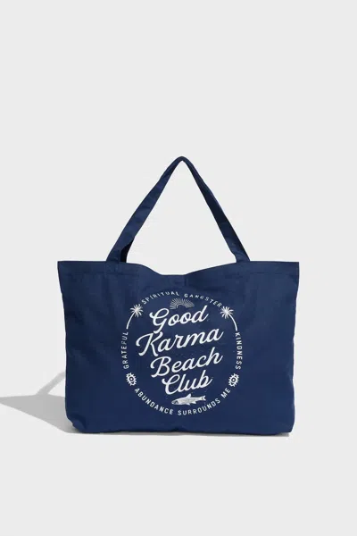 Spiritual Gangster Women's Beach Club Tote Bag In Indigo In Multi