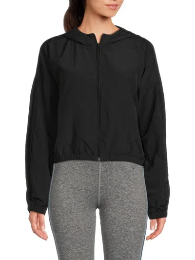 Spiritual Gangster Women's Journey Nylon Zip Hoodie In Black