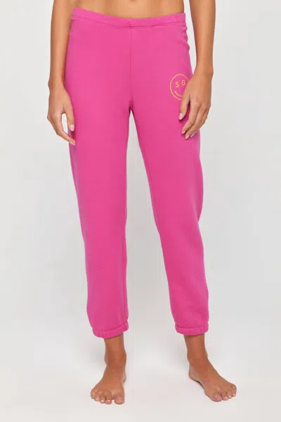 Spiritual Gangster Women's Smiley Luna Sweatpant In Magenta