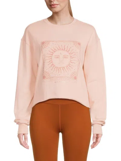 Spiritual Gangster Women's Sunshine Graphic Sweatshirt In Peach Pink