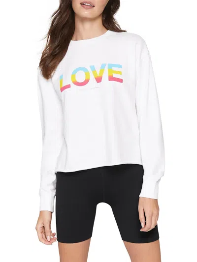 Spiritual Gangster Womens Graphic Love Raw Hem Sweatshirt In White