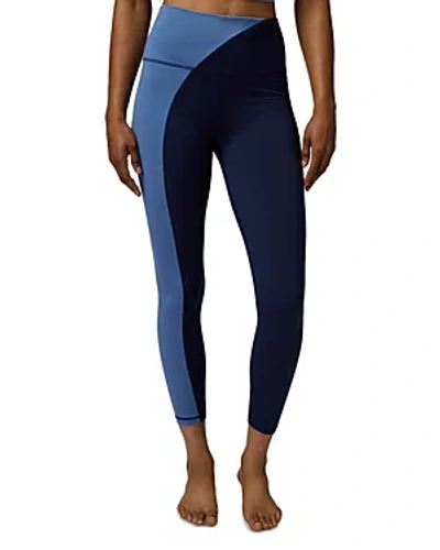 Spiritual Gangster Zoe Colorblock Jersey Leggings In Midnight Navy/pacific Blue