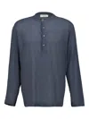 Spiritum Tulum Band-collar Shirt In Blue