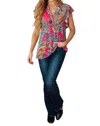 Spla Still Overthinking It Paisley Top In Pink In Pink